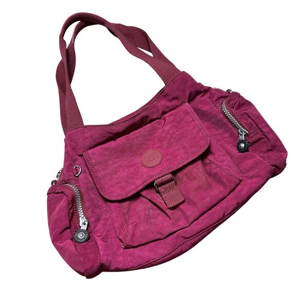 Kipling Felix Large Handbag Bag Polyamide HB7678 Red Burgundy - Picture 7 of 14
